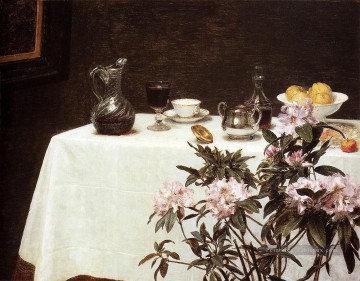 Nature morte Coin De Une Table peintre Henri Fantin Latour floral Peinture à l'huile